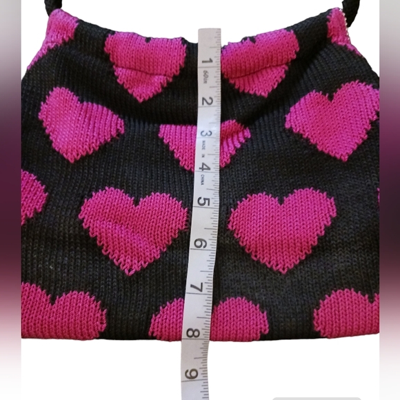 THE SAK handbag.  Womens.  Black with hot pink hearts on both sides. - Picture 7 of 10